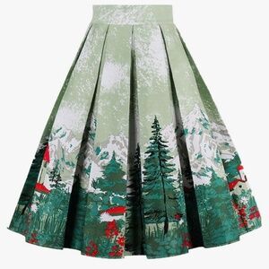 Obbue NWOT A-line Printed Pleated Midi Skirt (M)